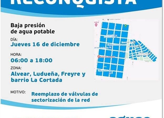 Baja presión de agua en Reconquista