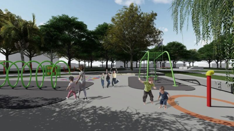 Mirá como está la plaza San Martin de Malabrigo