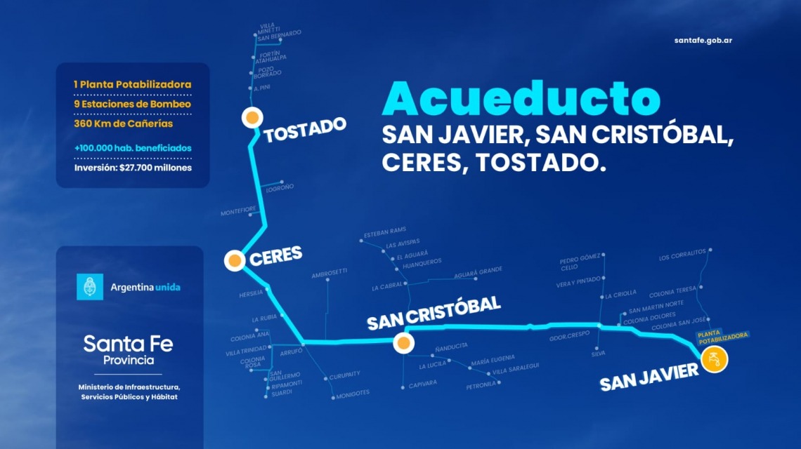 El Acueducto San Javier-Tostado beneficiará a más de 100.000 vecinos