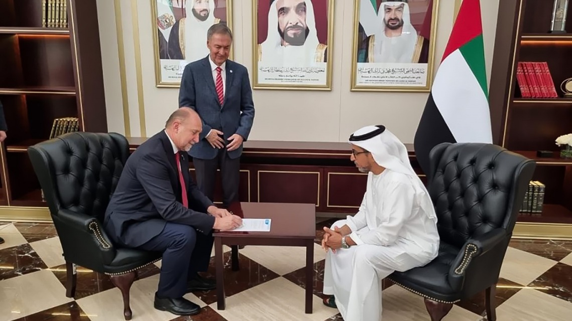 Perotti presentó el proyecto del Acueducto Biprovincial Santa Fe – Córdoba al Fondo de Abu Dhabi