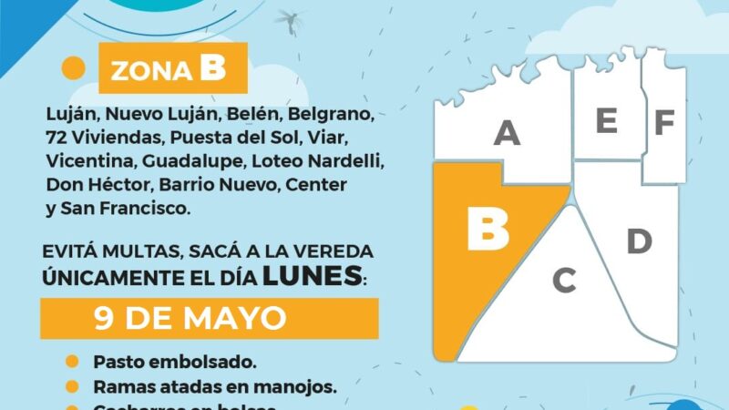 Lunes 9 de Mayo: Patio Limpio en zona B