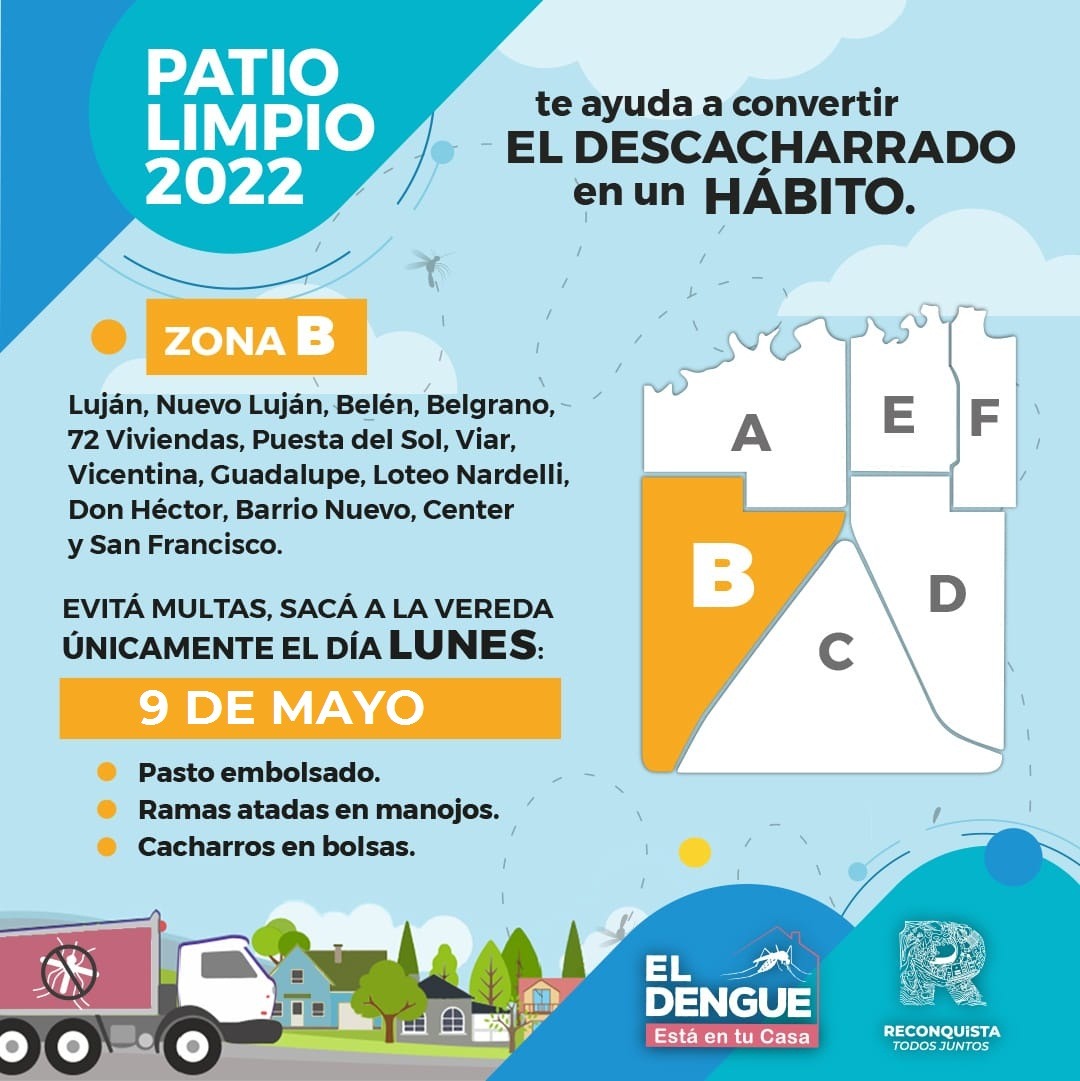 Lunes 9 de Mayo: Patio Limpio en zona B