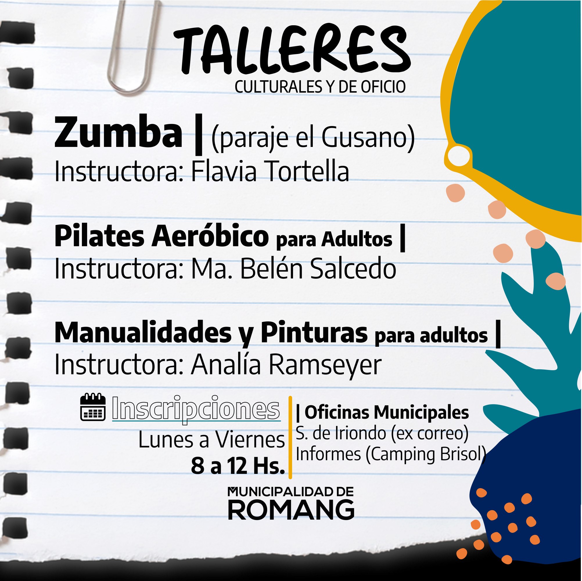 Comienzan los talleres de oficios en Romang ¡Inscribite GRATIS!