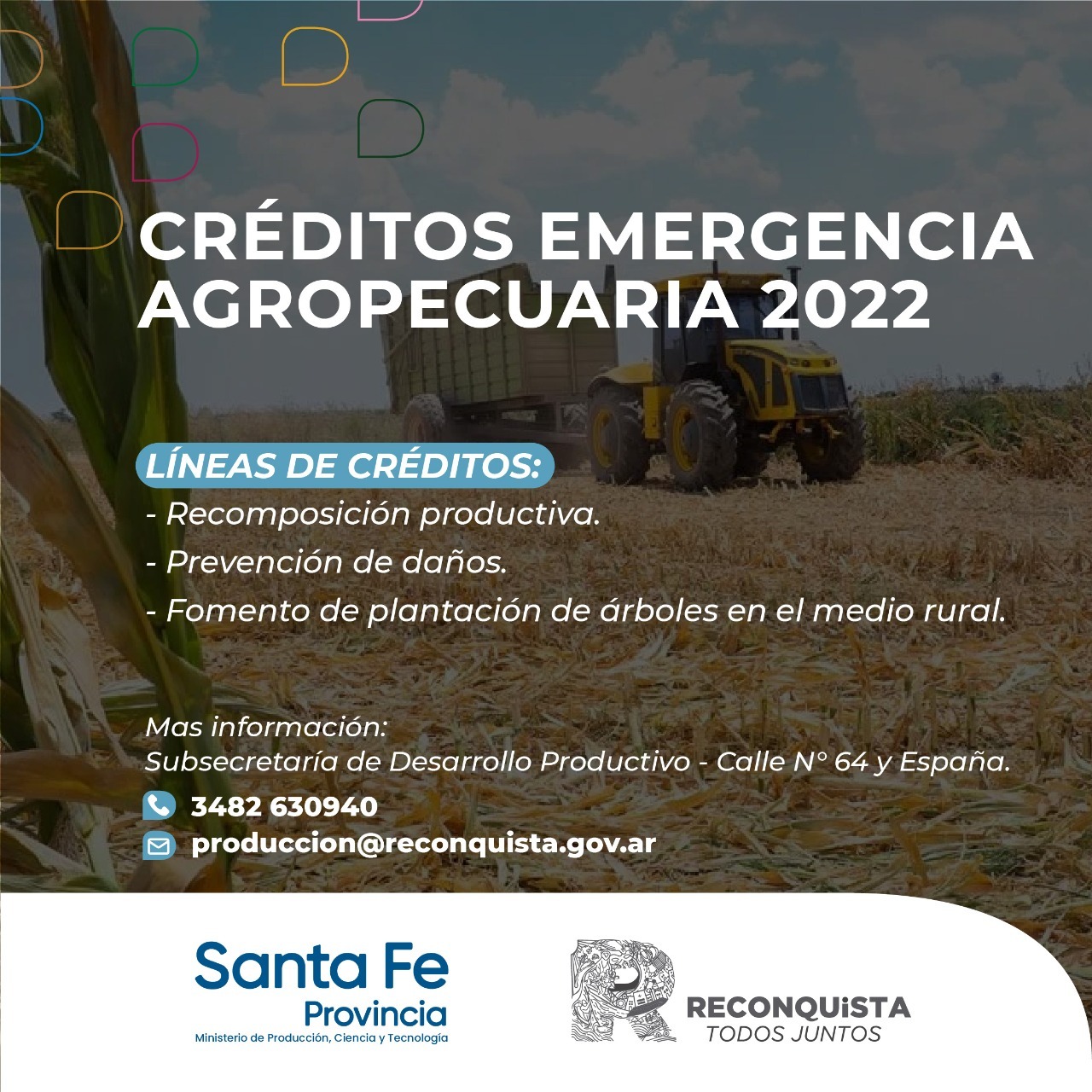 Reconquista asiste a productores agropecuarios