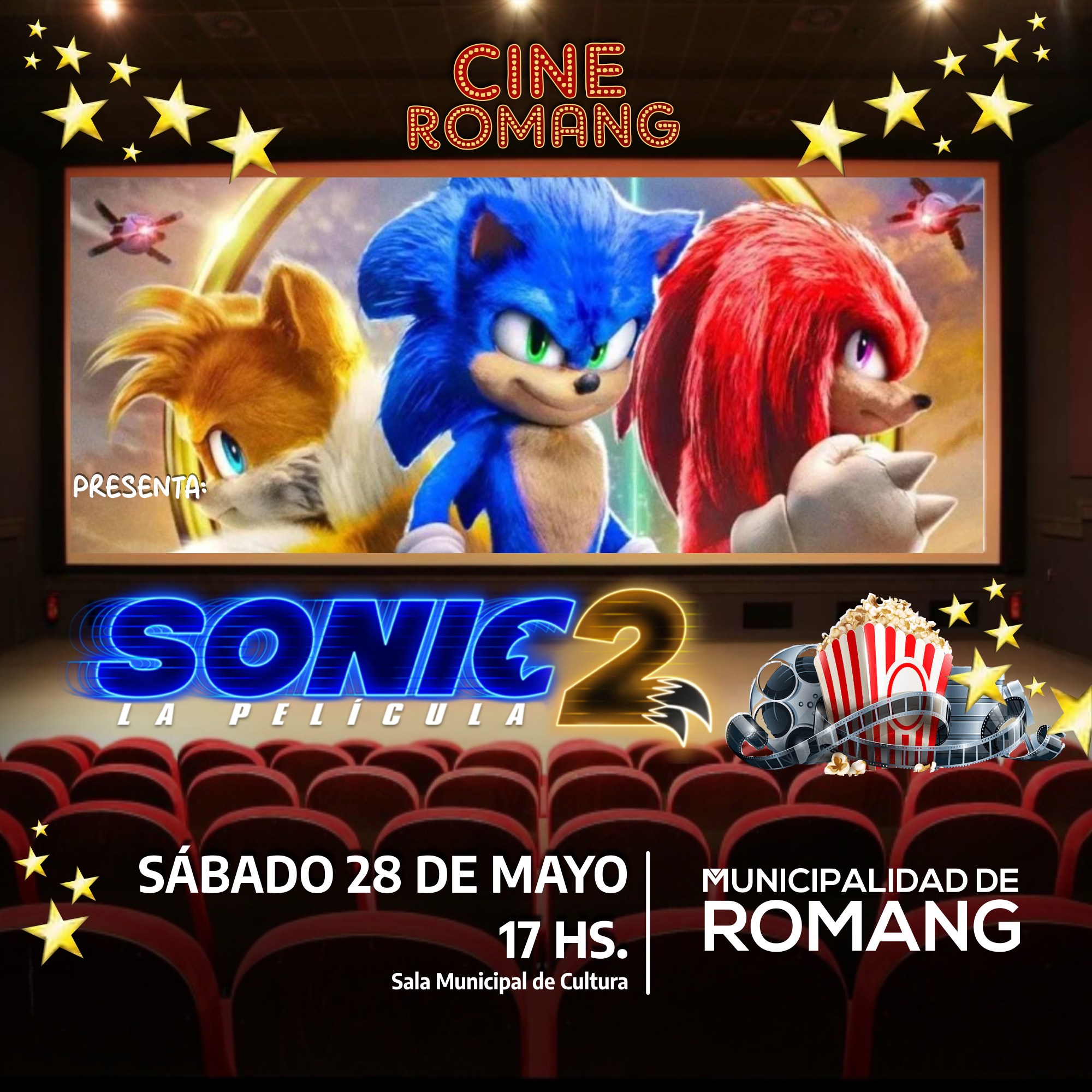 Cine: proyectan la película SONIC 2 en Romang