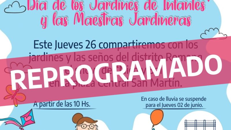 Reprograman los festejos por el Día de los jardines de infantes