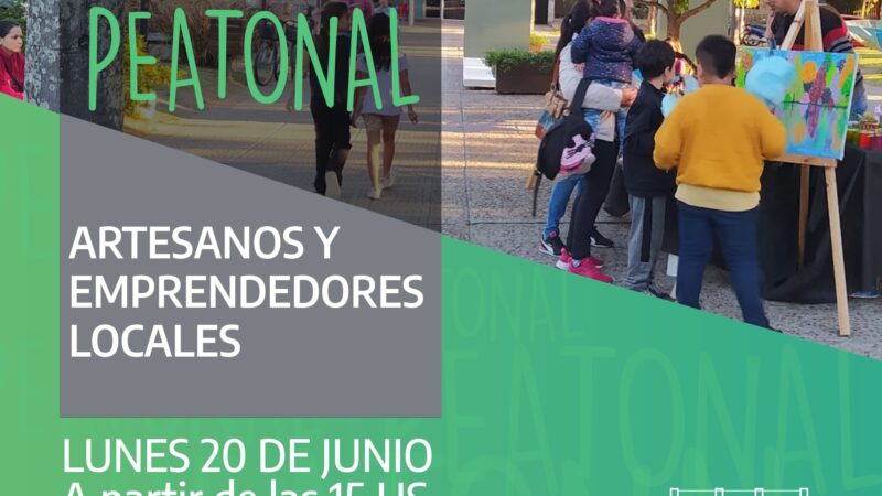 Paseo peatonal con artesanos y emprendedores en Romang