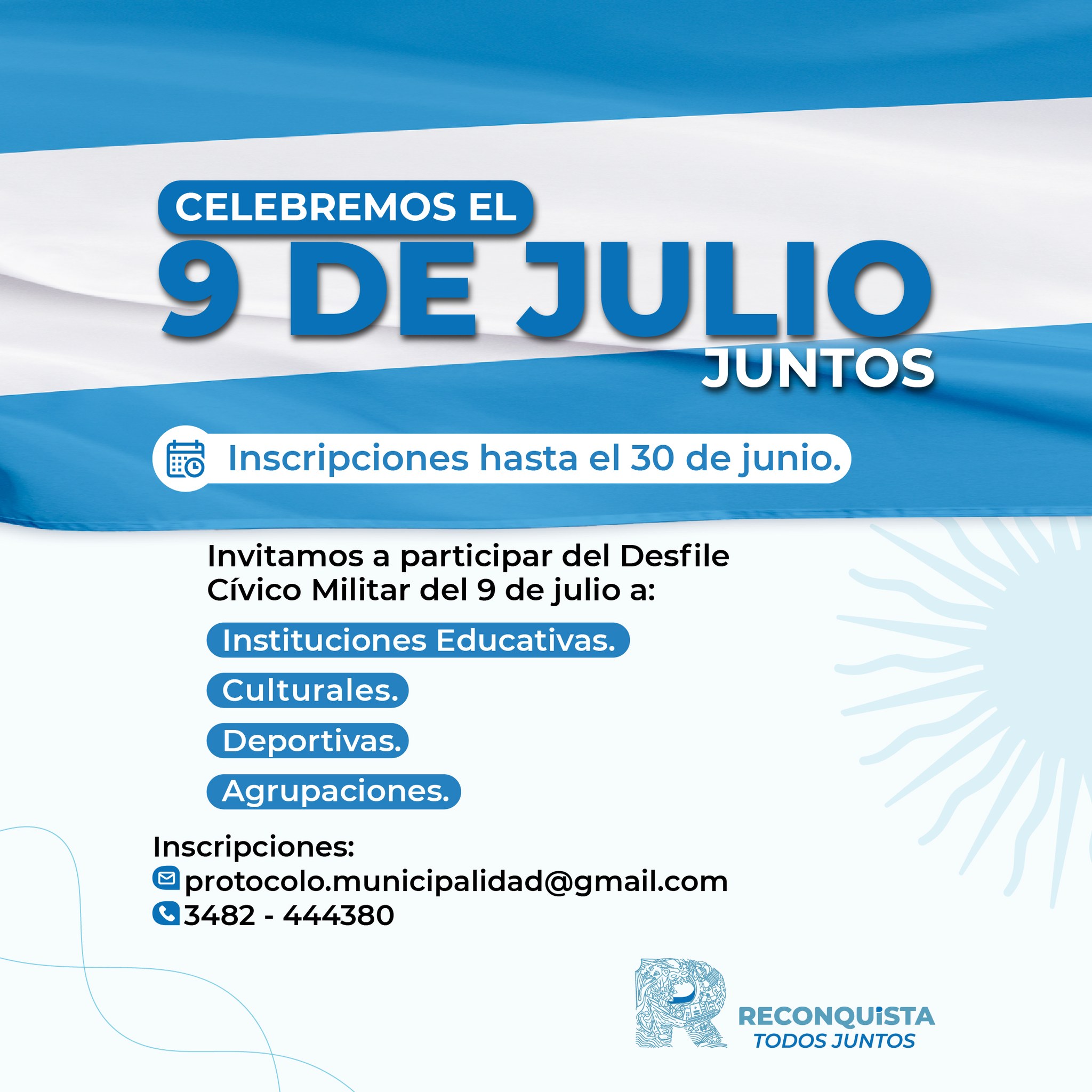 Convocan a celebrar el 9 de julio en Reconquista