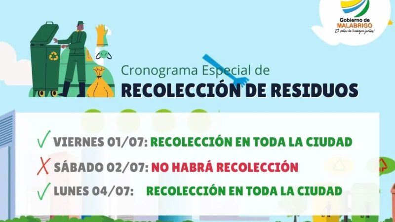Cronograma especial de recolección de residuos