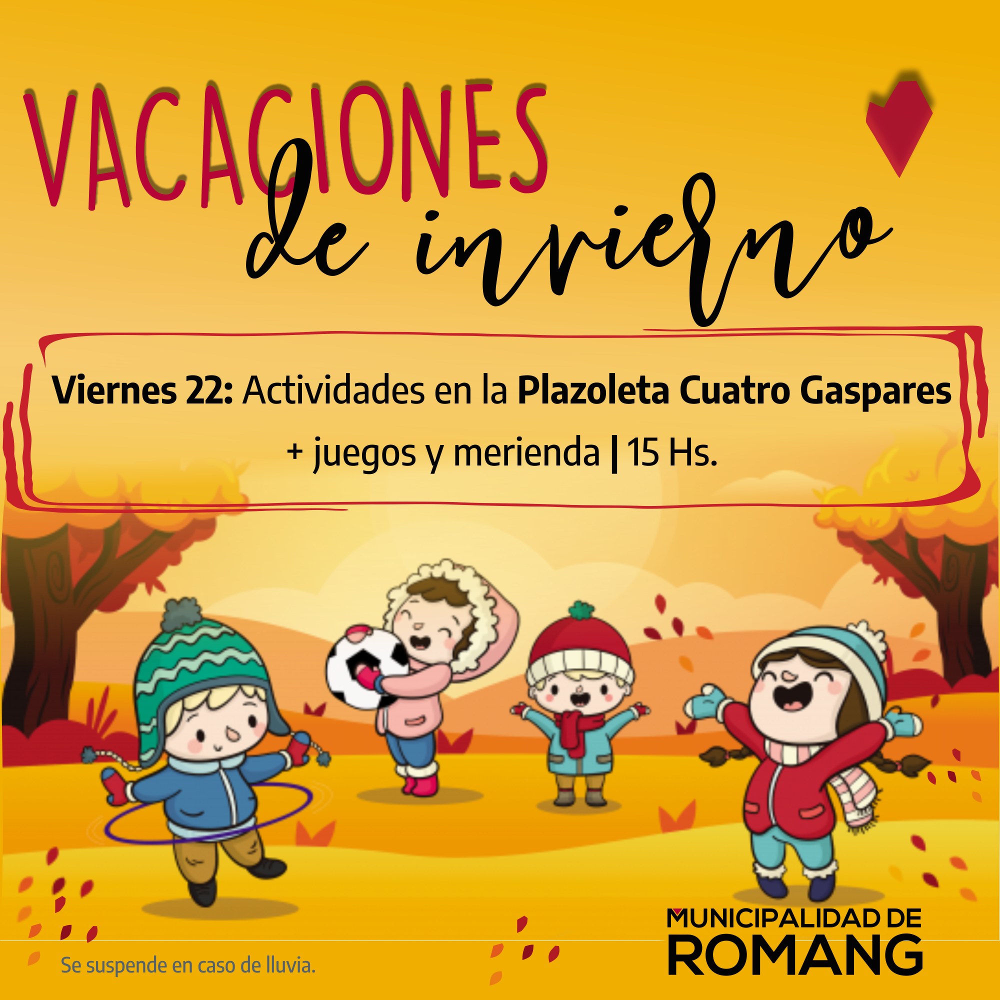 Vacaciones de invierno en la plazoleta de Romang