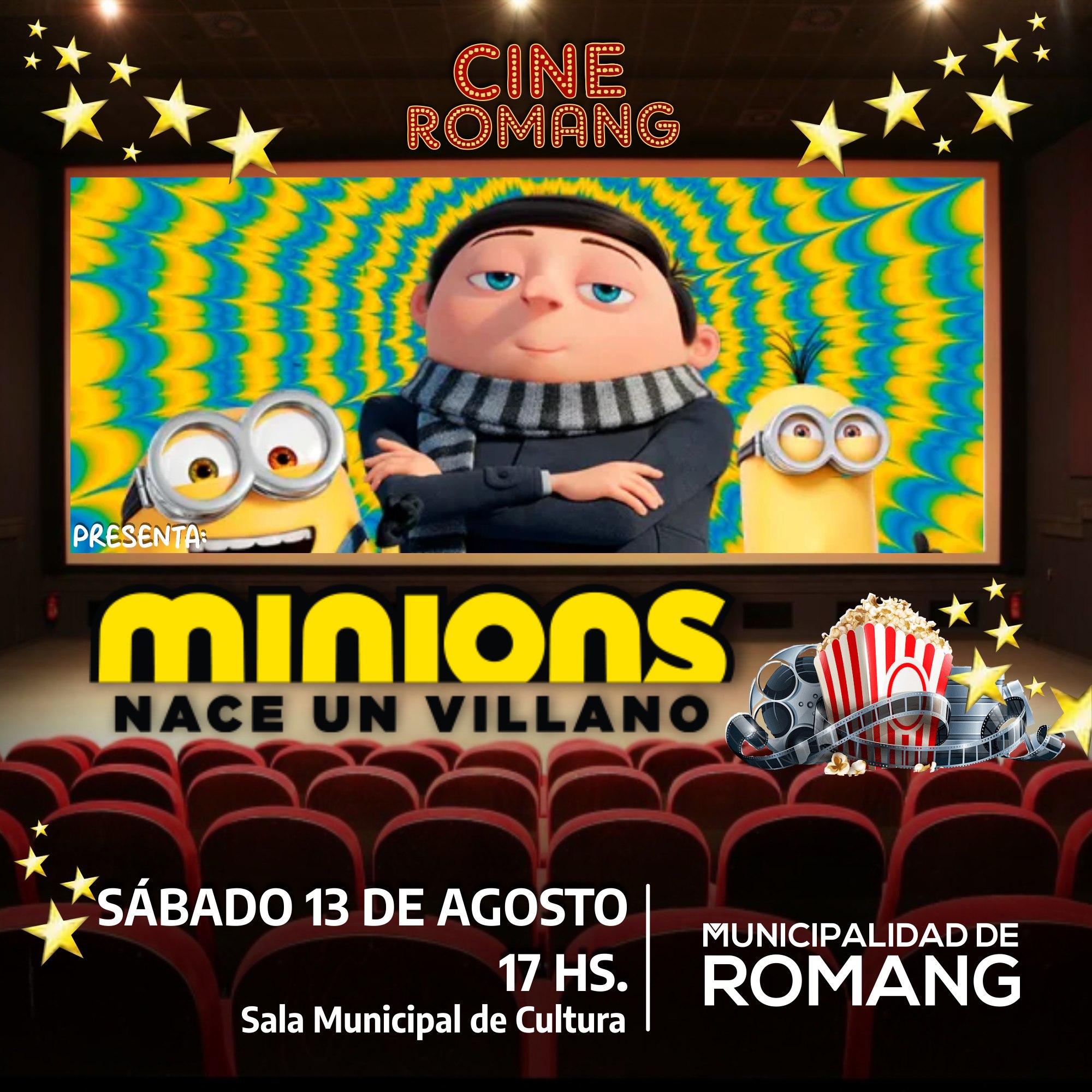 Proyectan la película : MINIONS, nace un villano en Cine Romang