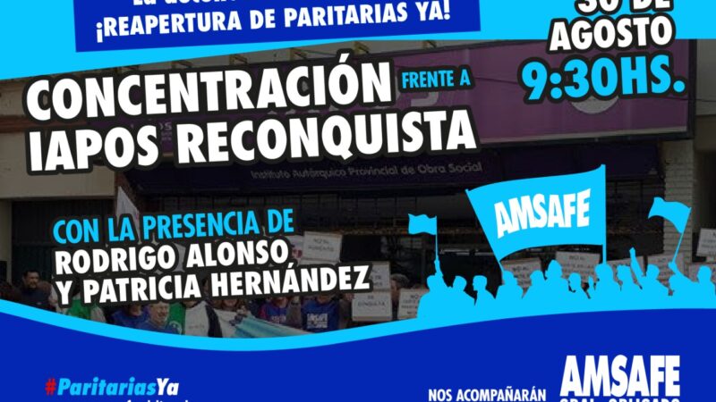 Reconquista: manifestación de docentes frente al IAPOS