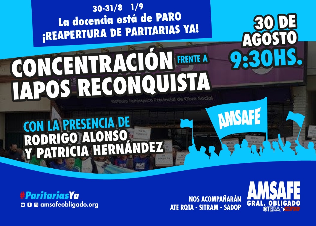 Reconquista: manifestación de docentes frente al IAPOS