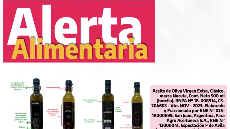 Prohiben la comercialización de aceite de oliva en Romang