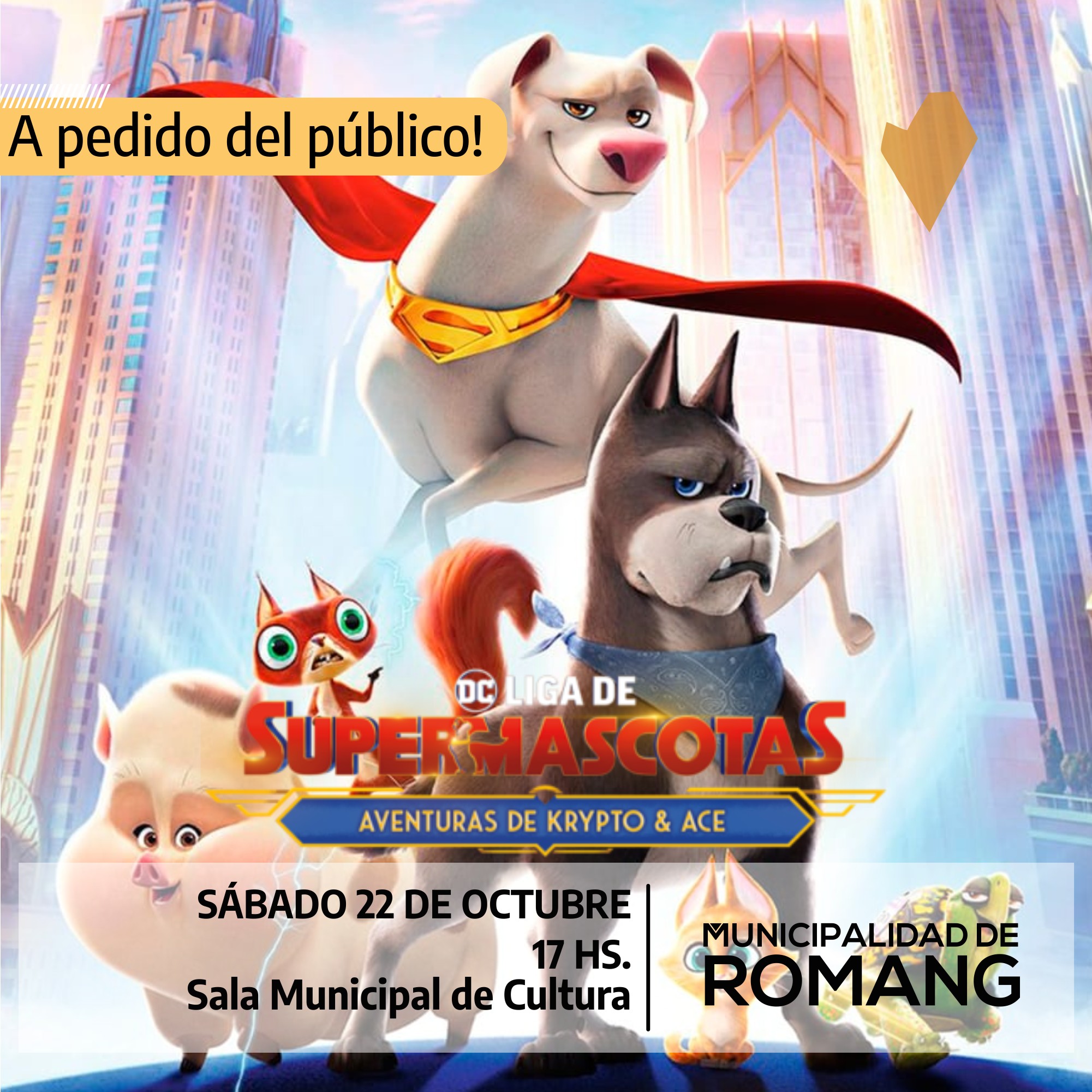 Proyectan la película Supermascotas en Romang