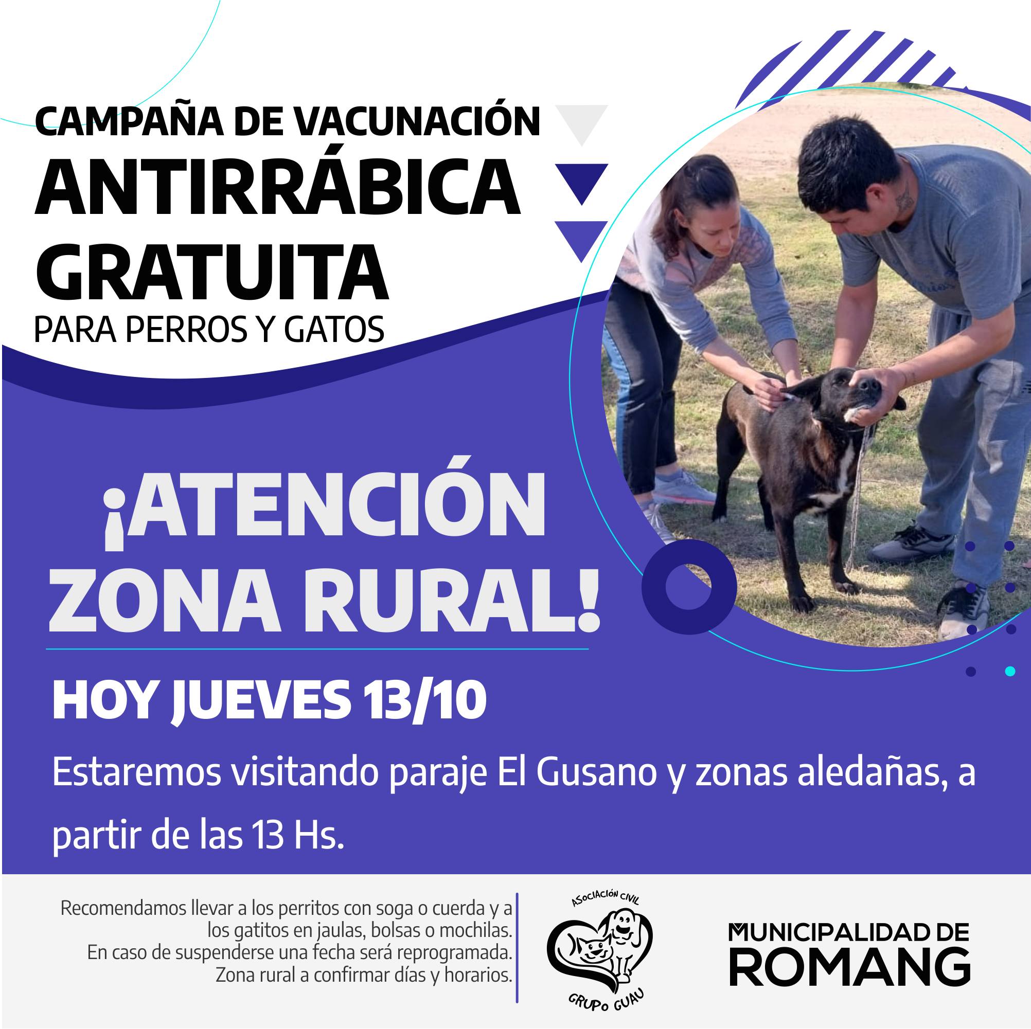 Continúa la vacunación antirrábica en Romang