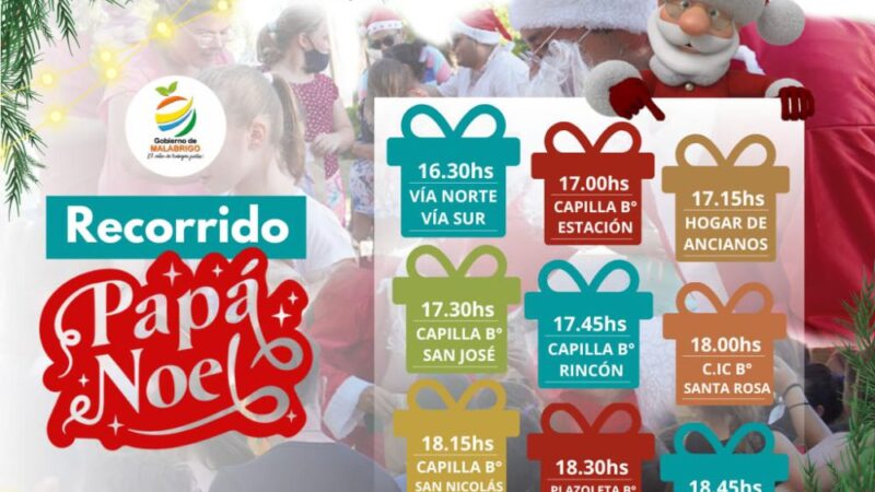 Así será el recorrido de Papá Noel el sábado en Malabrigo