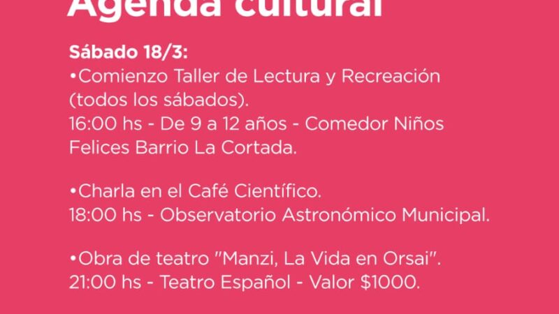 Reconquista | Mirá la agenda cultural para el fin de semana