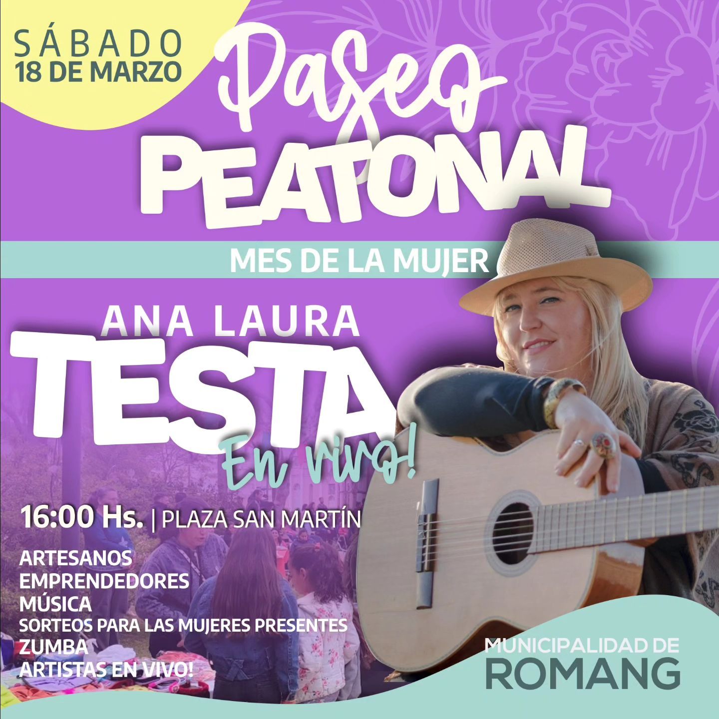 Romang| Este sábado 18 de marzo, paseo peatonal Mes de la Mujer
