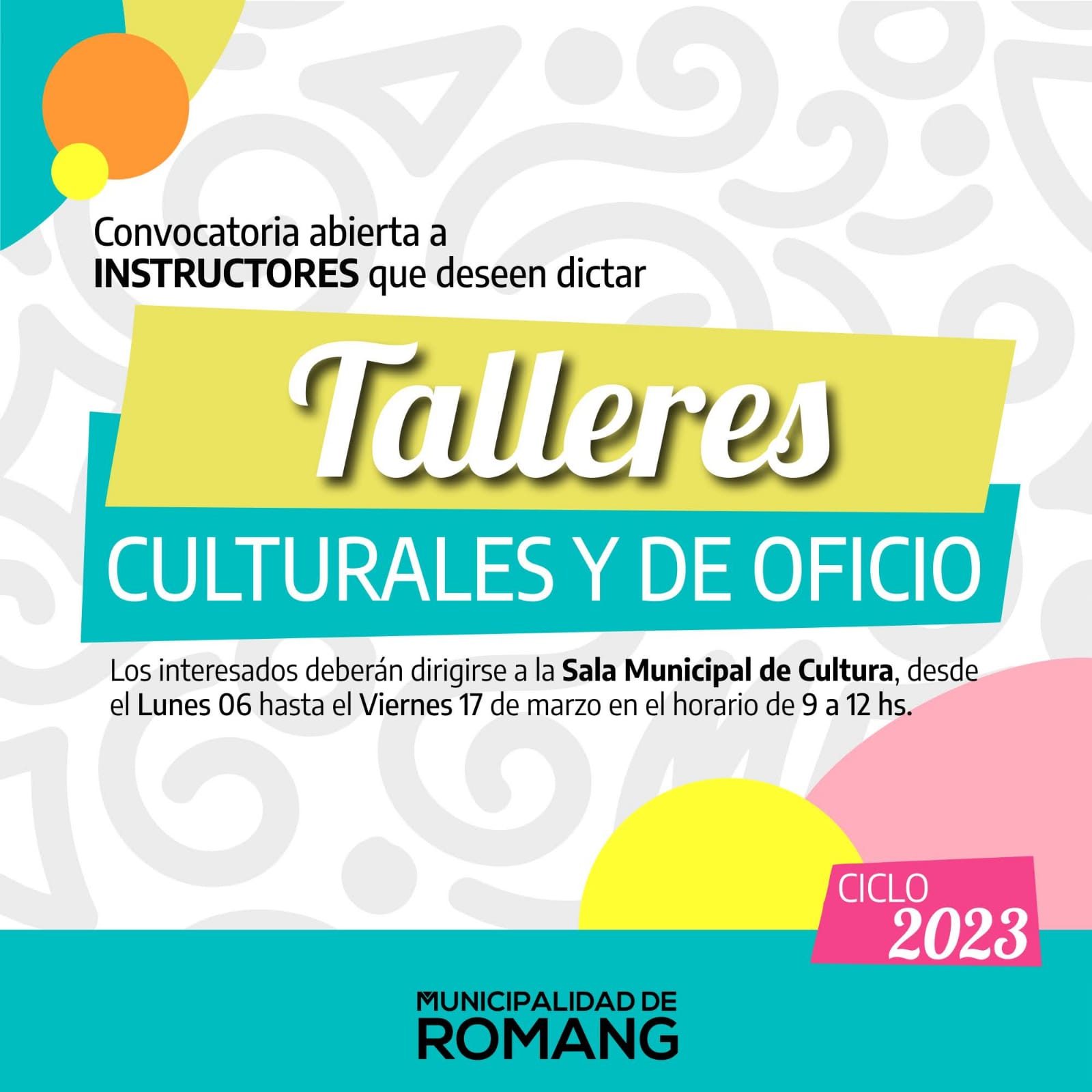 Romang | Inscriben a instructores de talleres culturales y de oficios