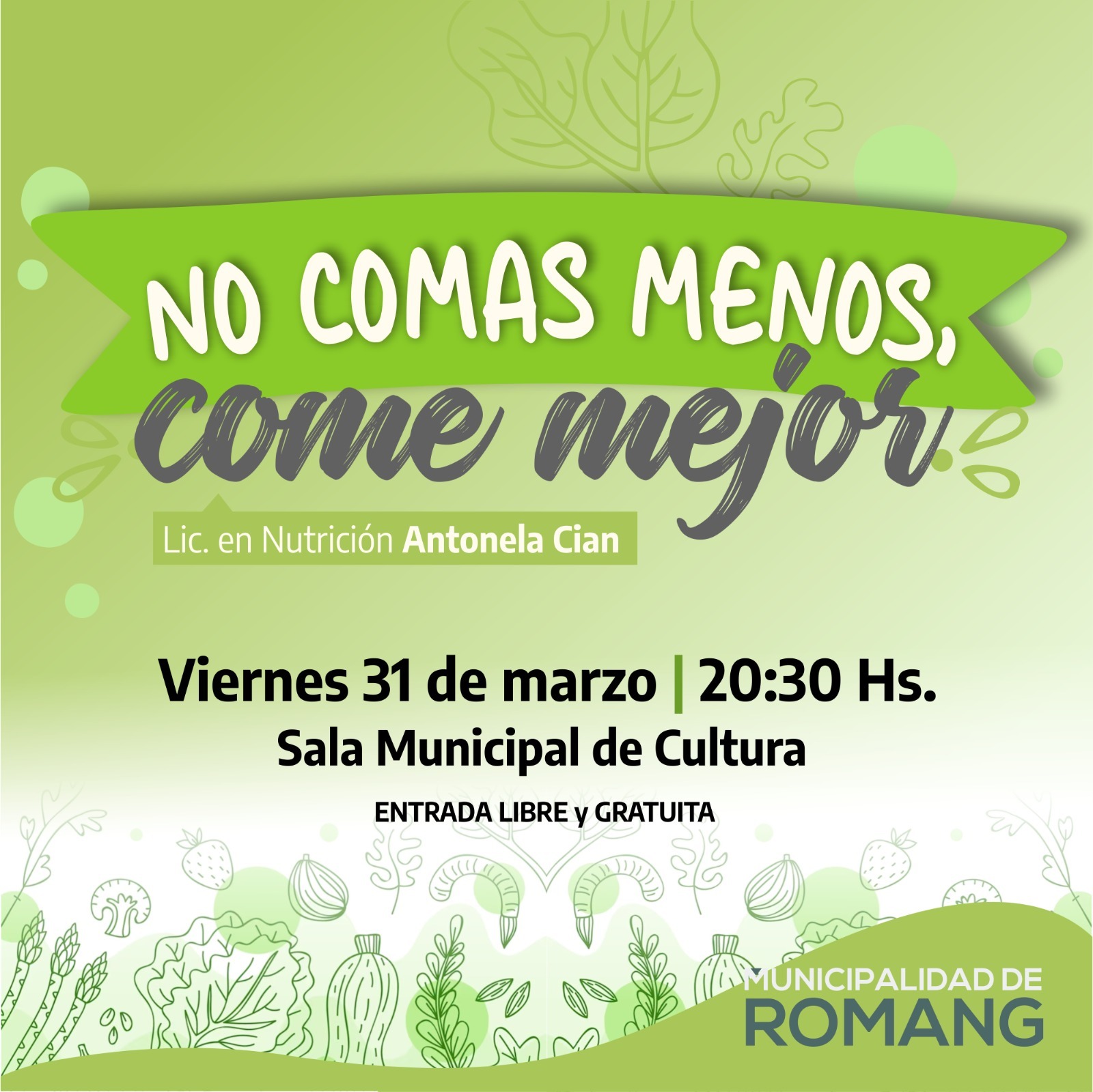 Romang: Charla informativa para tener una alimentación saludable