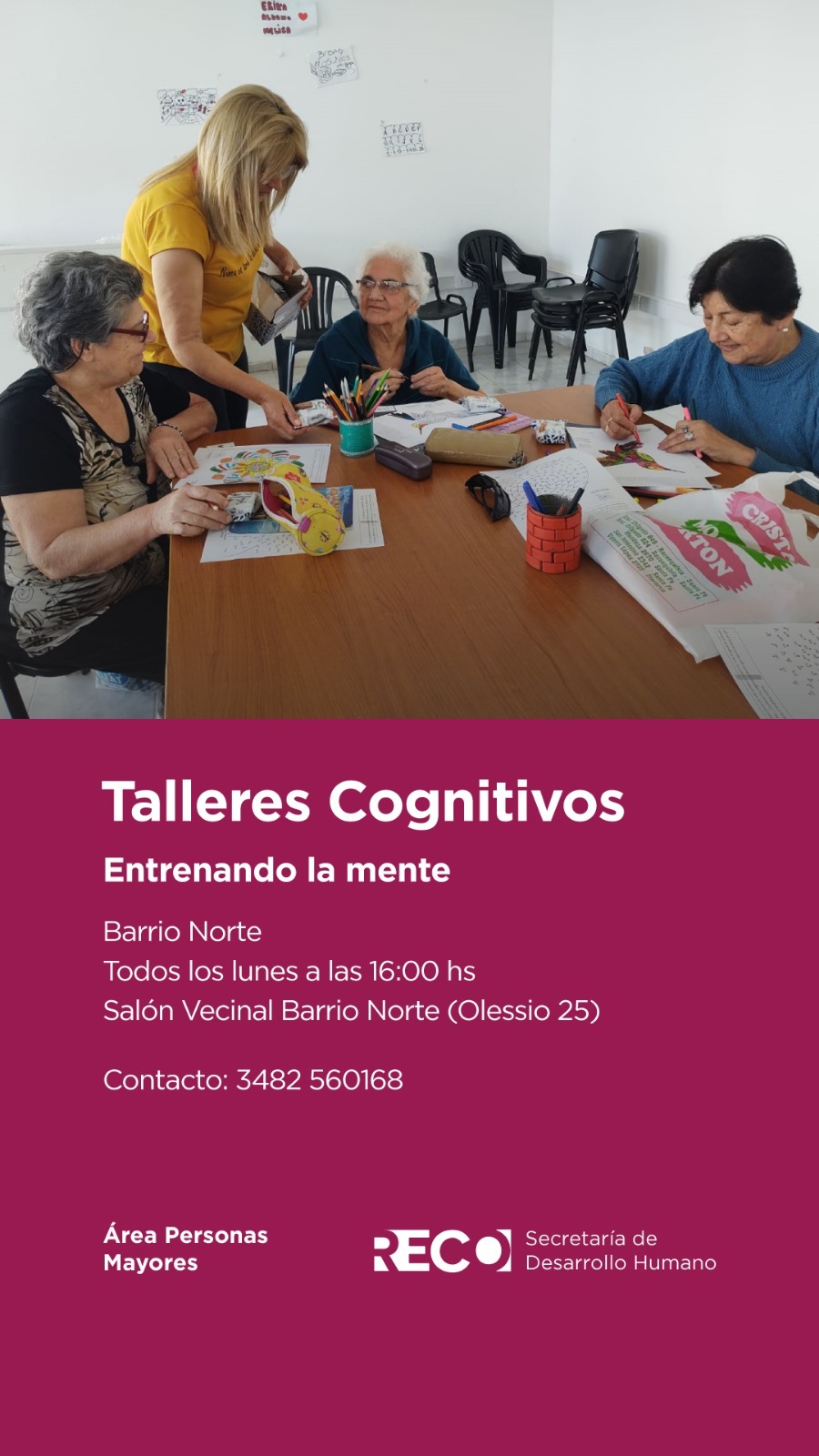 Reconquista | Promueven talleres para adultos mayores