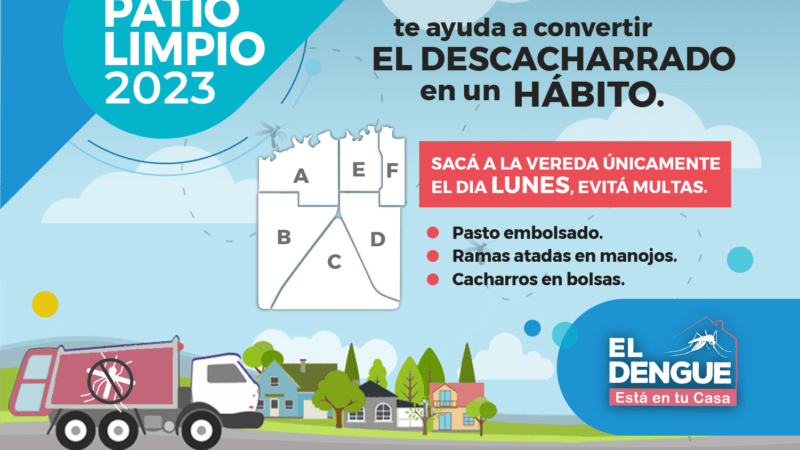 Reconquista| Lunes 10 de abril: Patio Limpio en zona E y F