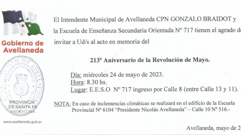 Avellaneda conmemora el 213° aniversario de la Revolución de mayo