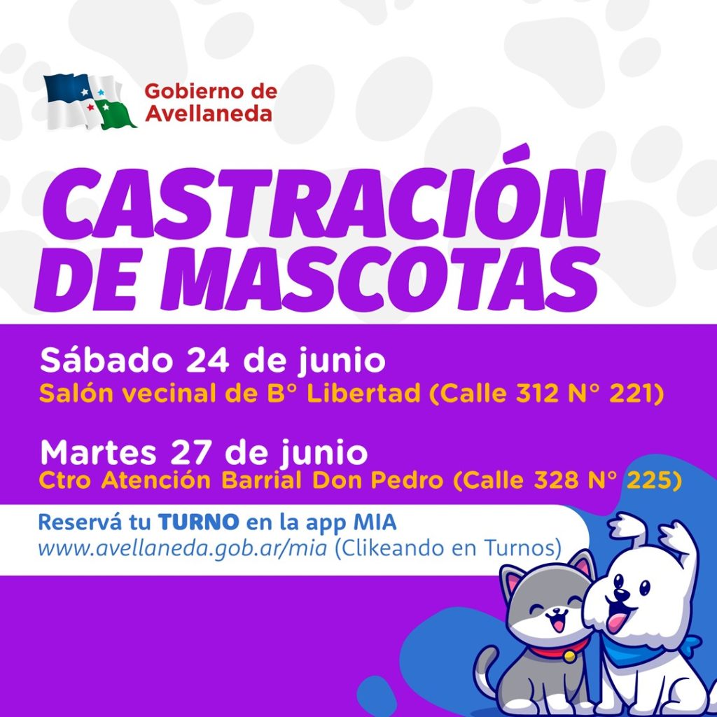 Habilitan turnos para castración de mascotas en Avellaneda