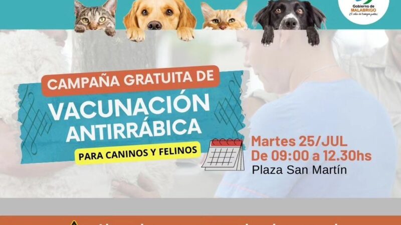 Jornada de vacunación antirrábica en Malabrigo