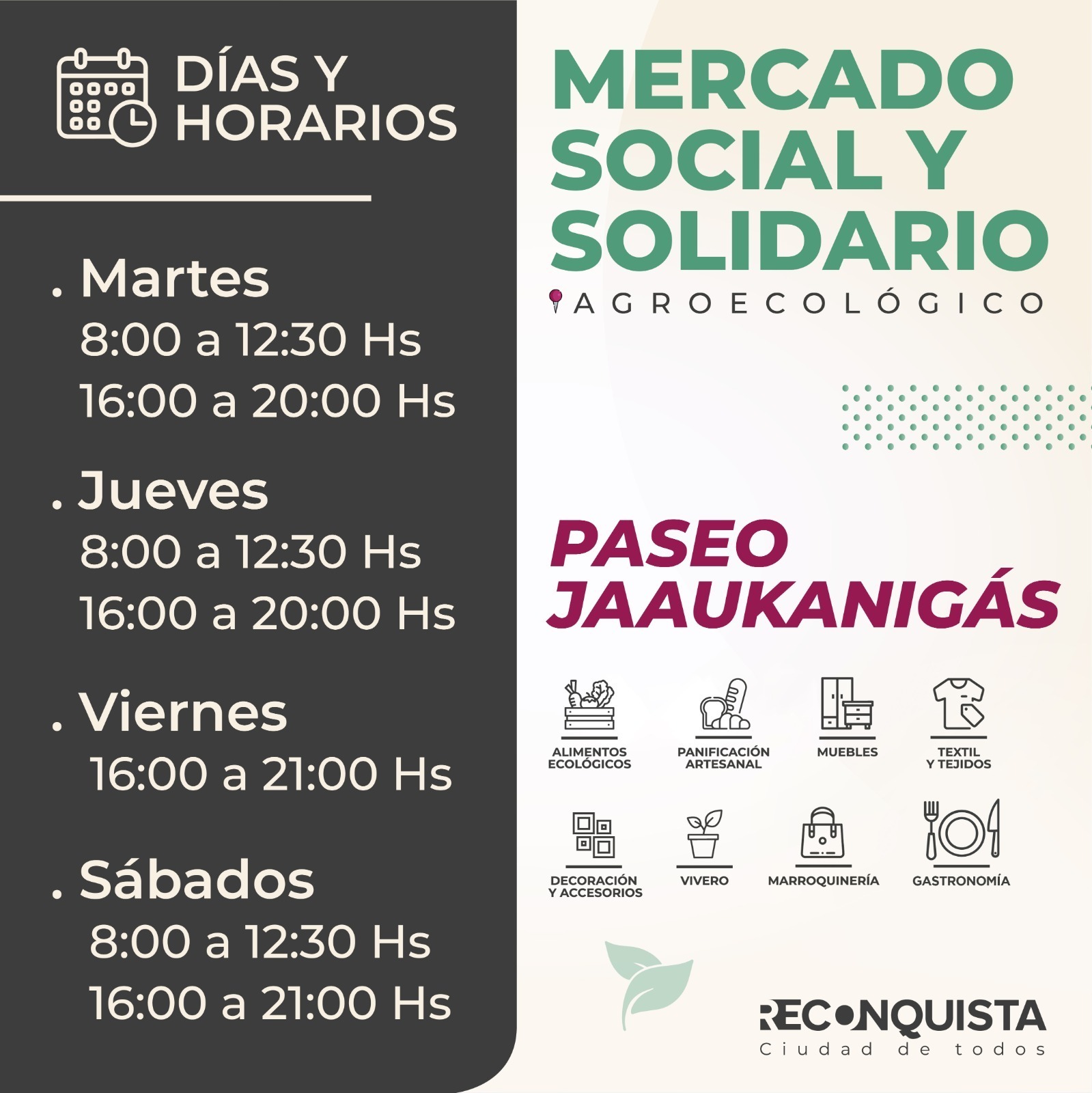 Mercado Social y Solidario agroecológico «Paseo Jaaukanigás»