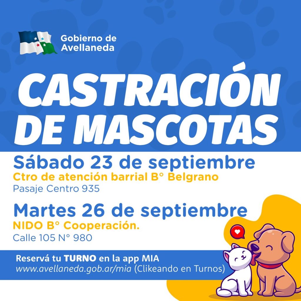 Avellaneda: Castraciones de mascotas en Barrio Cooperación. Reserva tu turno online