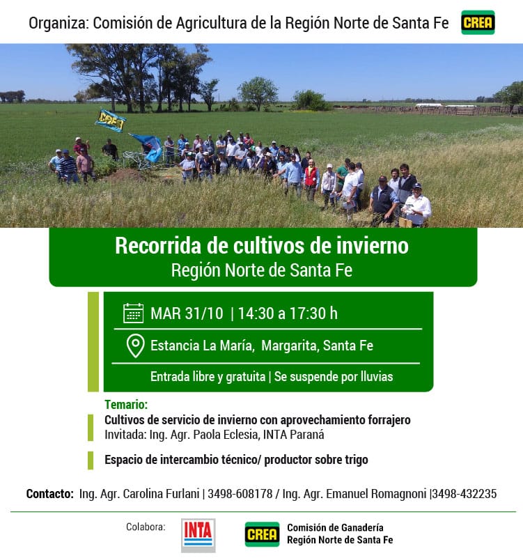 Recorrida de cultivos de invierno en la zona norte de Santa Fe