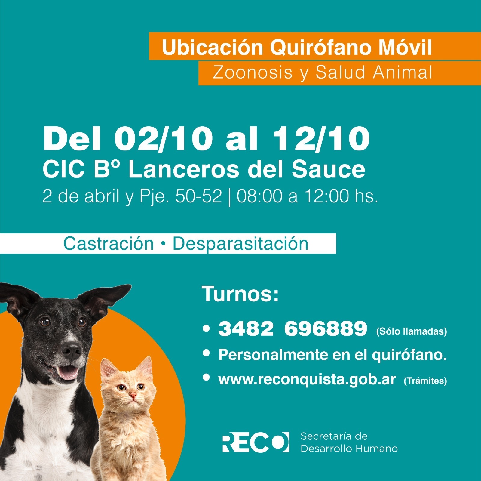 Reconquista: quirófano móvil en barrio Lanceros del Sauce