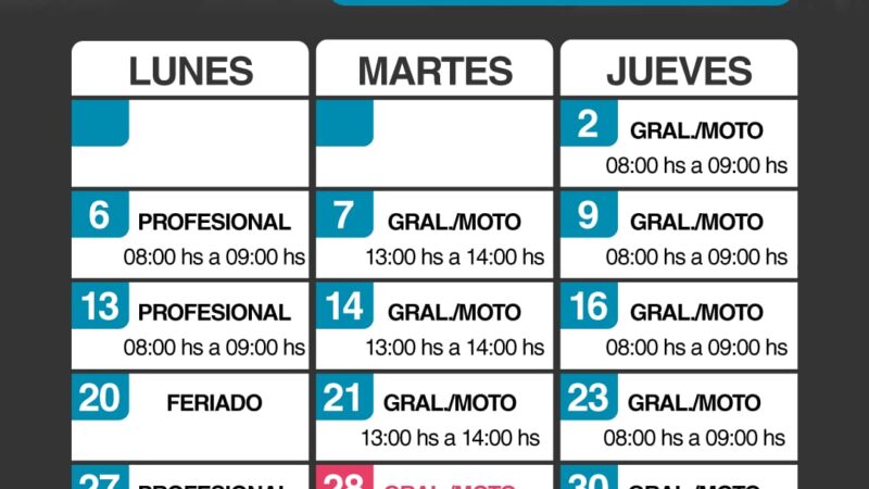 Reconquista: charla licencia de conducir: cronograma de noviembre