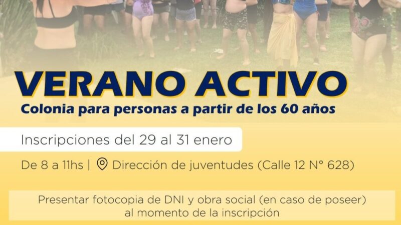 Comienzan las inscripciones a “Verano activo” para personas mayores de 60 años