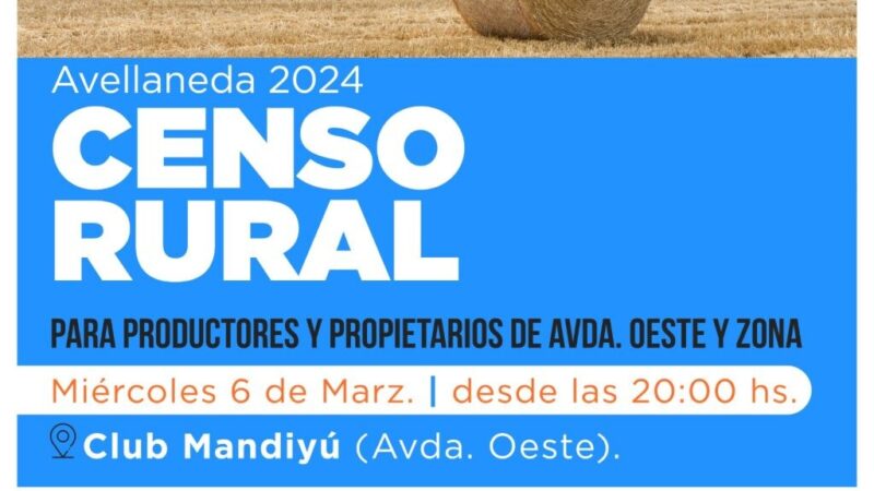 Convocan a productores y propietarios para el Censo Rural