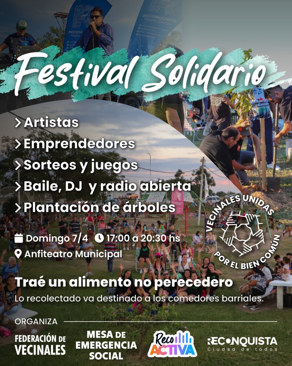 Reconquista: convocan a un Festival Solidario en el Anfiteatro Municipal