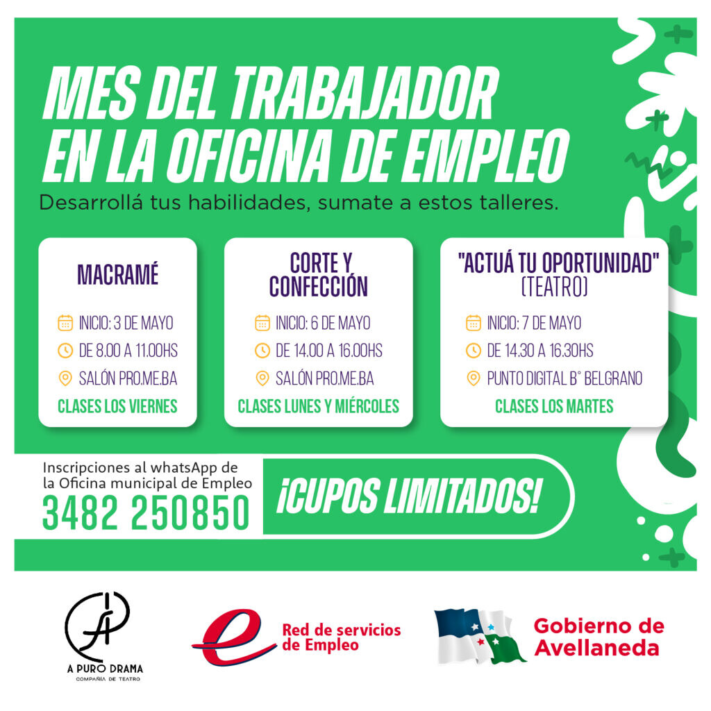 Mes del Trabajador en Avellaneda: Sumate a las propuestas de la Oficina de Empleo