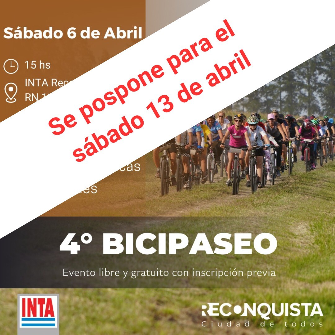 El 4to BICIPASEO del INTA se realizará el sábado 13 de abril