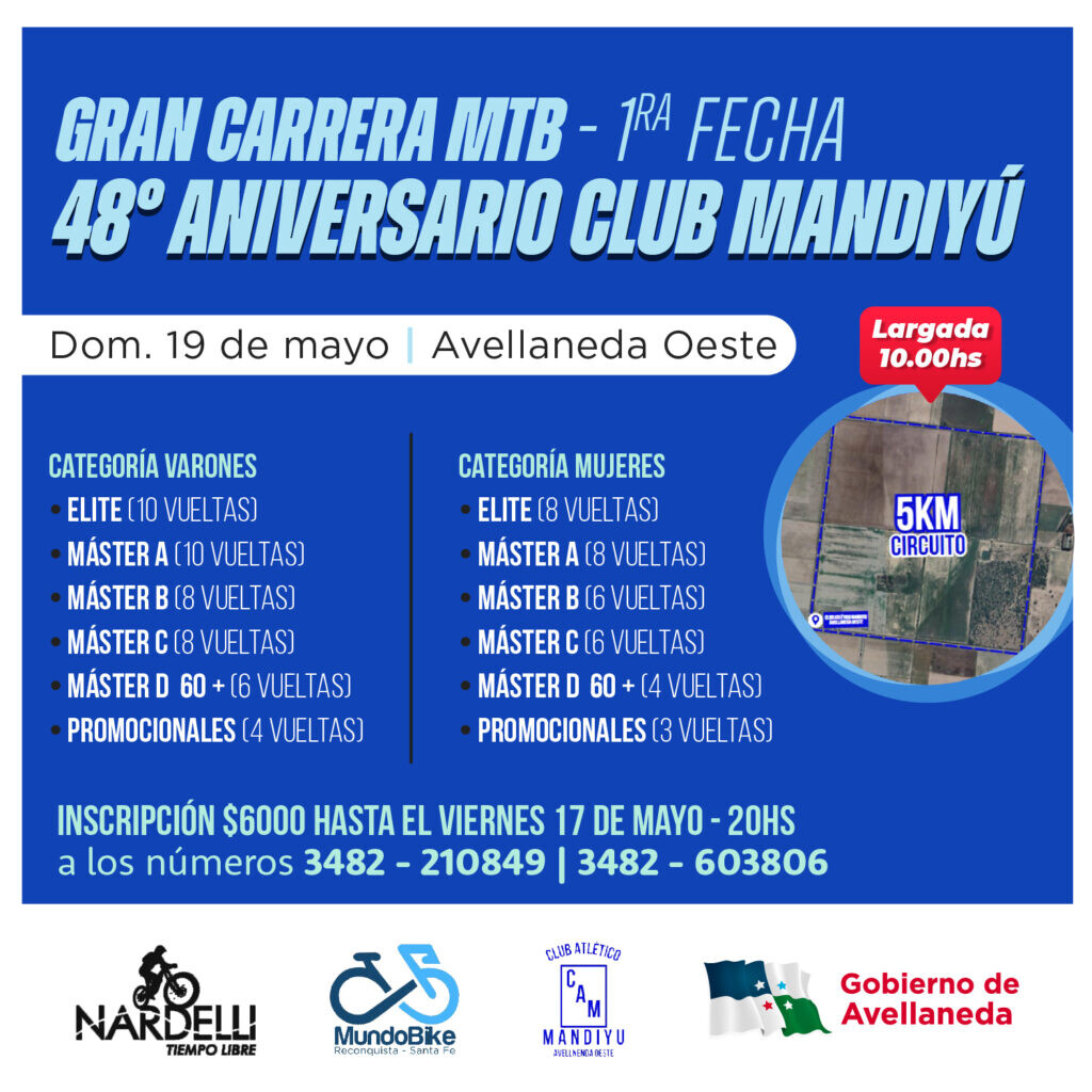 19 de mayo: «Gran carrera MTB 48° Aniversario Club Mandiyú»