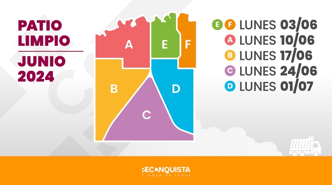 Reconquista: cronograma “Patio Limpio” junio 2024