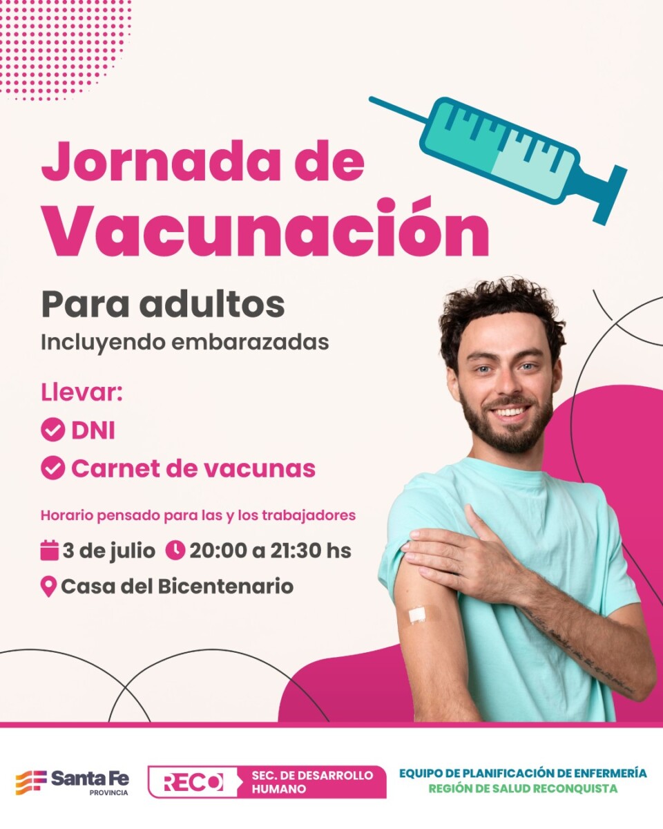 Jornada de vacunación en barrios de Reconquista ¿Dónde vacunan?