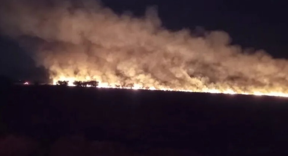 Incendio de pastos detrás de La Rural de Reconquista