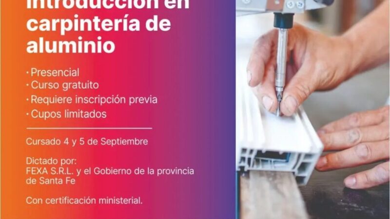 Capacitación gratuita en carpintería de aluminio en Romang