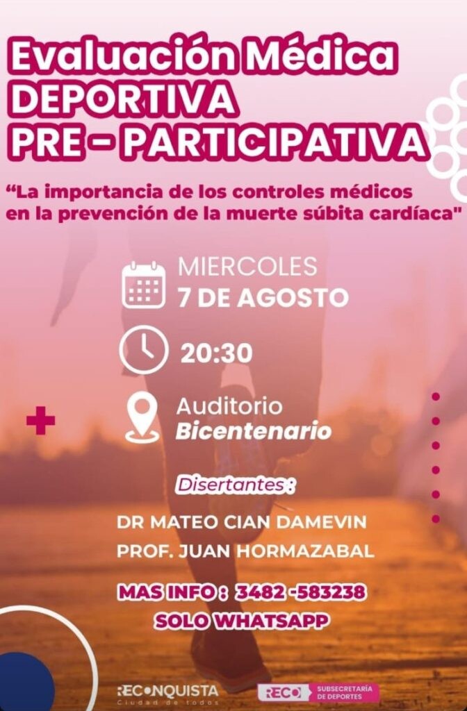 Reconquista: ciclo de charlas sobre Evaluación Médica Deportiva Pre participativa