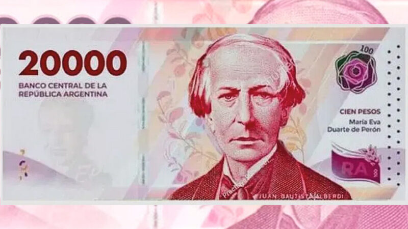Nuevo billete de 20.000 pesos: circulará antes de fin de octubre