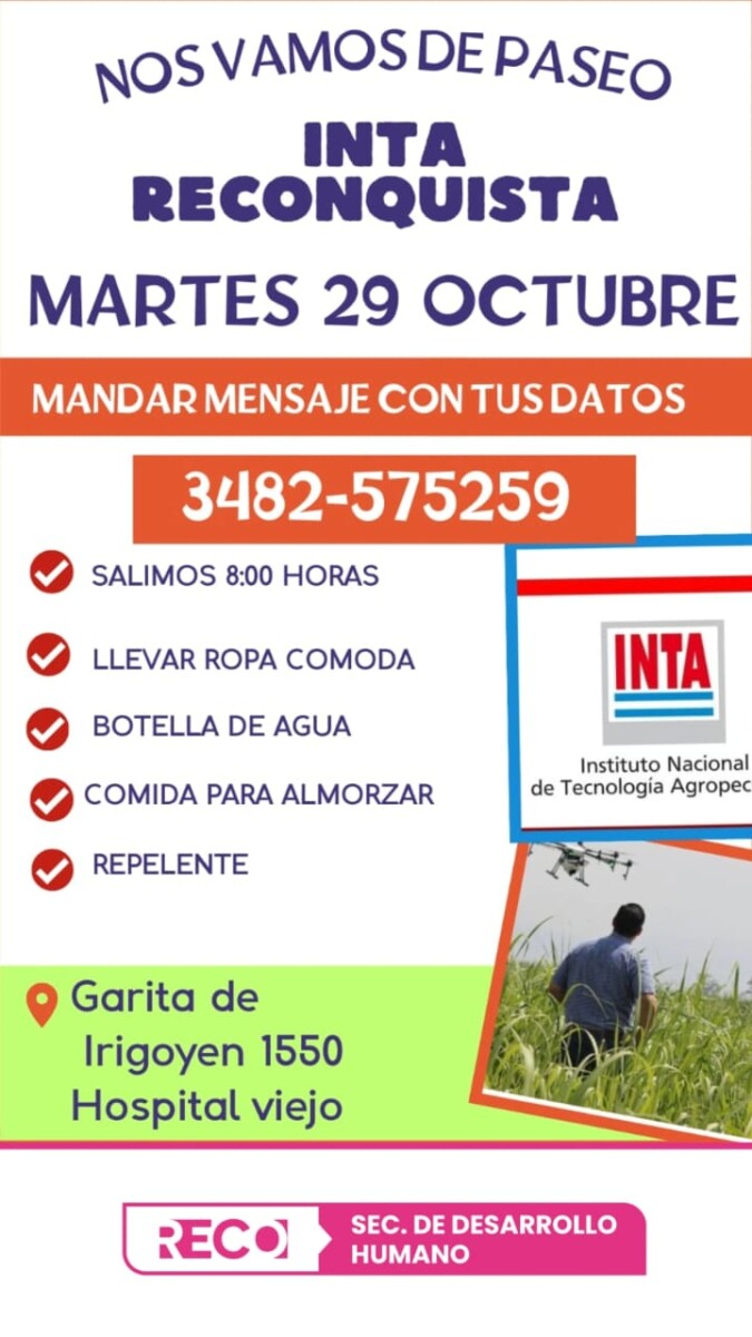 Invitan a personas mayores a un paseo por el INTA Reconquista