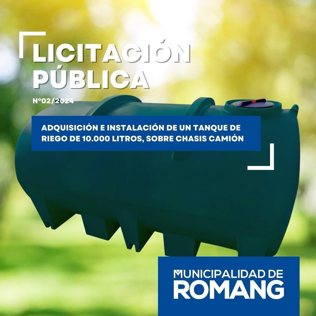 Romang abre licitación para compra de tanque de riego de 10.000 litros