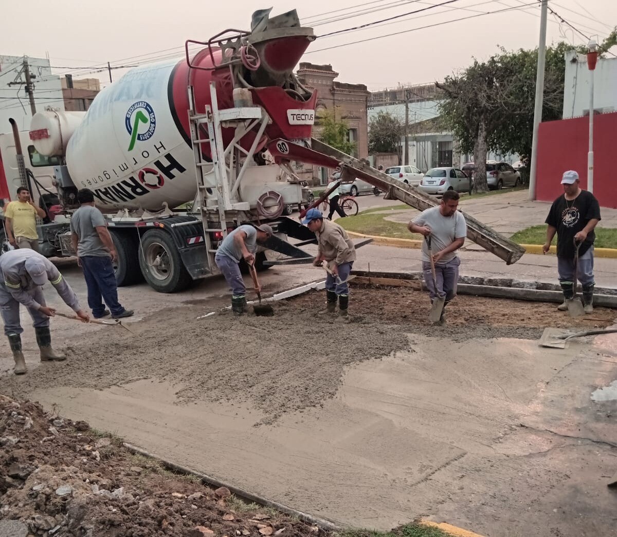 Hormigonado en 25 de Mayo e Iriondo: tránsito reducido
